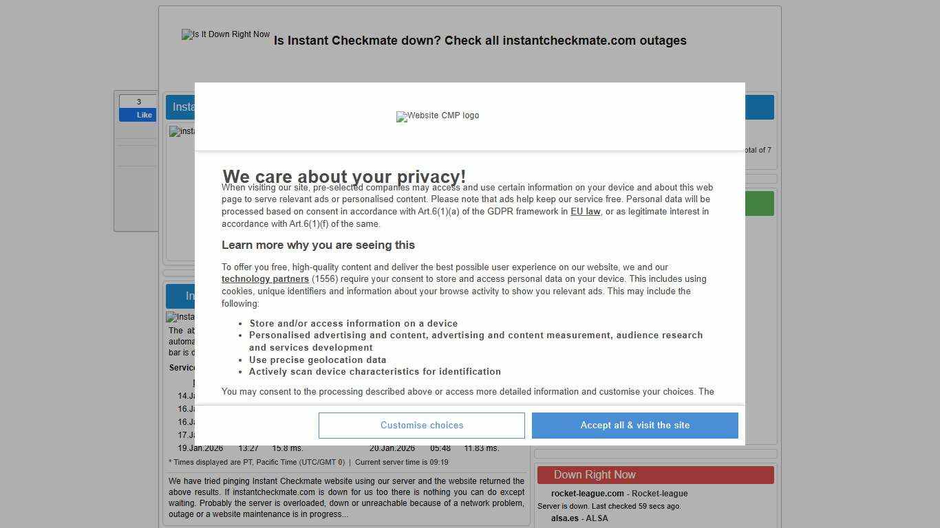 Instantcheckmate.com - Is Instant Checkmate Down Right Now?
